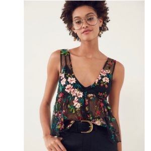 UO ecote Embroidered Mesh Tank